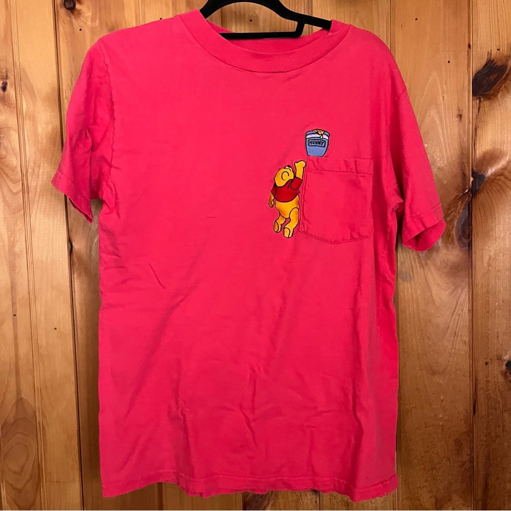 Vintage Red T-Shirt with Winnie the Pooh Embroidery